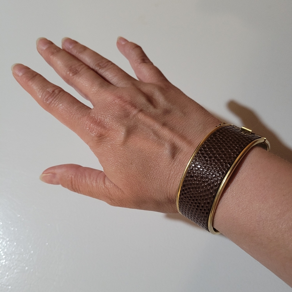 Vintage leather and gold-tone bracelet